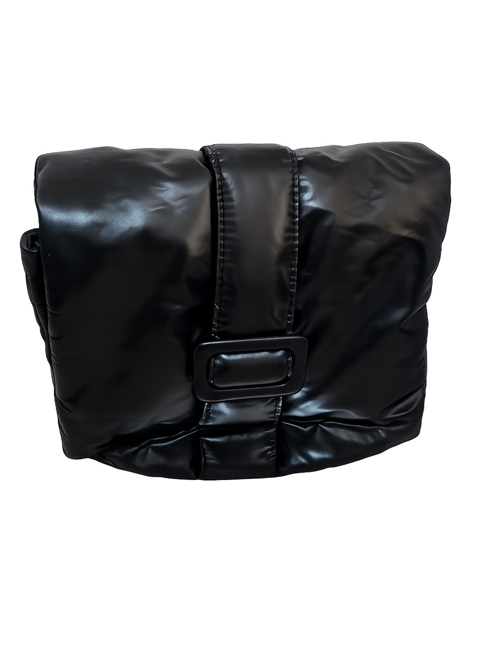Zara Black Quilted Puffer Shoulderā Bag Quiet Luxury Minimalist Silver Chain